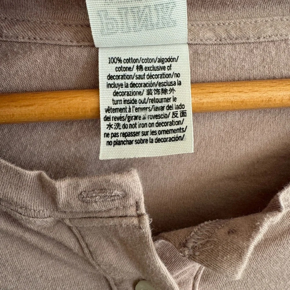 Victoria's Secret Pink beach tan Henley Campus Tee Oversized Long Sleeve top L - Picture 8 of 8